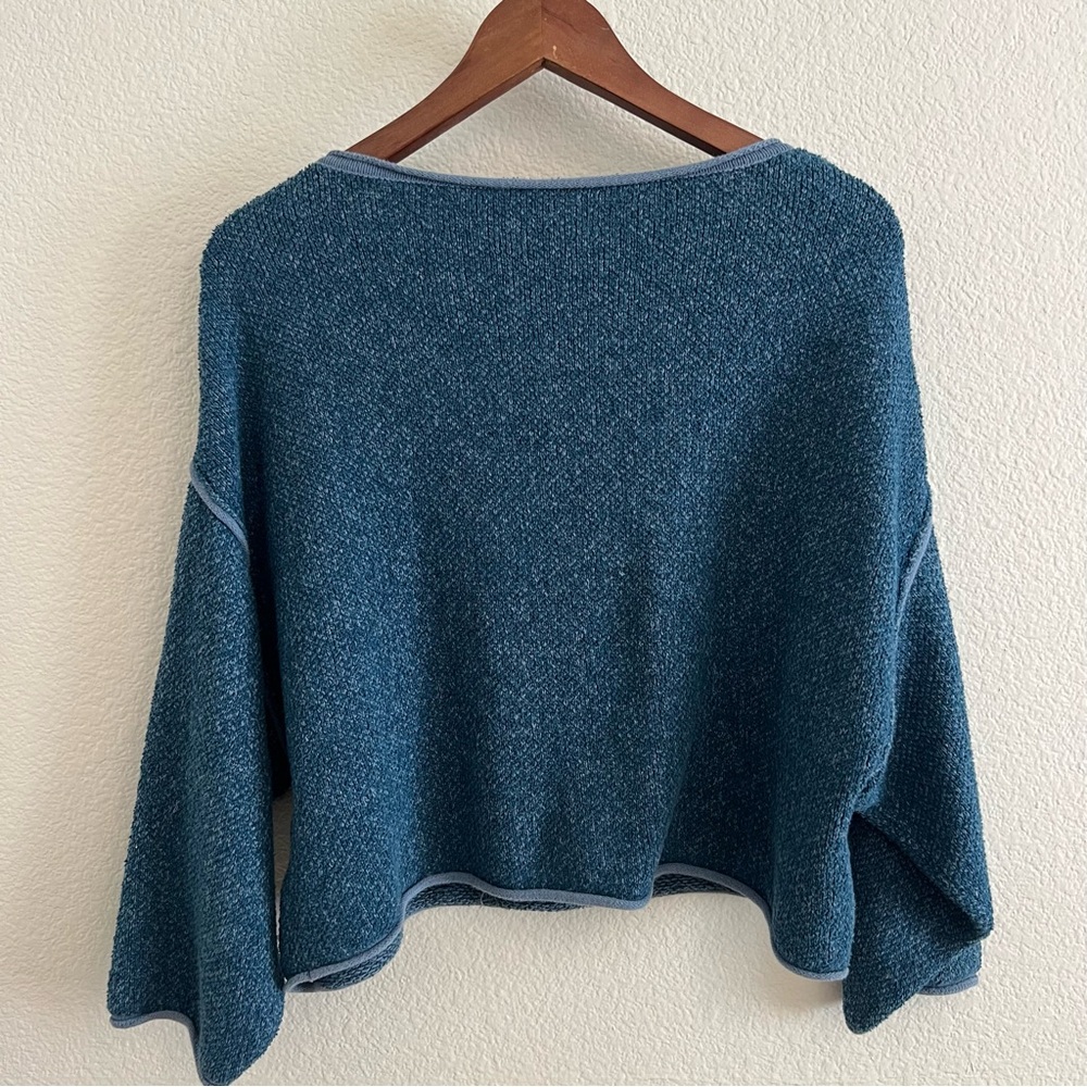 Free People Bardot Oversized Cropped Blue Sweater XS - Picture 5 of 8
